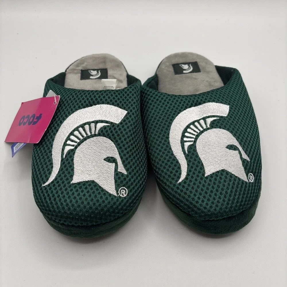 Foco MSU Michigan State Spartans Green Slippers Youth Size Large‎ (5-6) New